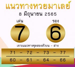 แนวทางหวยมาเลย์ 8/6/65 ชุดที่ 12