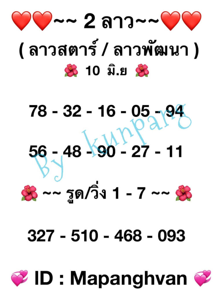 แนวทางหวยลาว 10/6/65 ชุดที่ 11