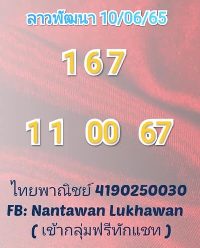 แนวทางหวยลาว 10/6/65 ชุดที่ 16