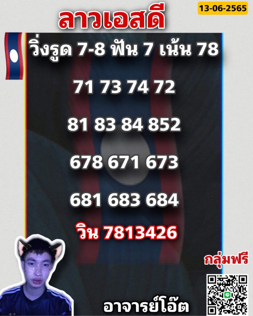 แนวทางหวยลาว 13/6/65 ชุดที่ 13