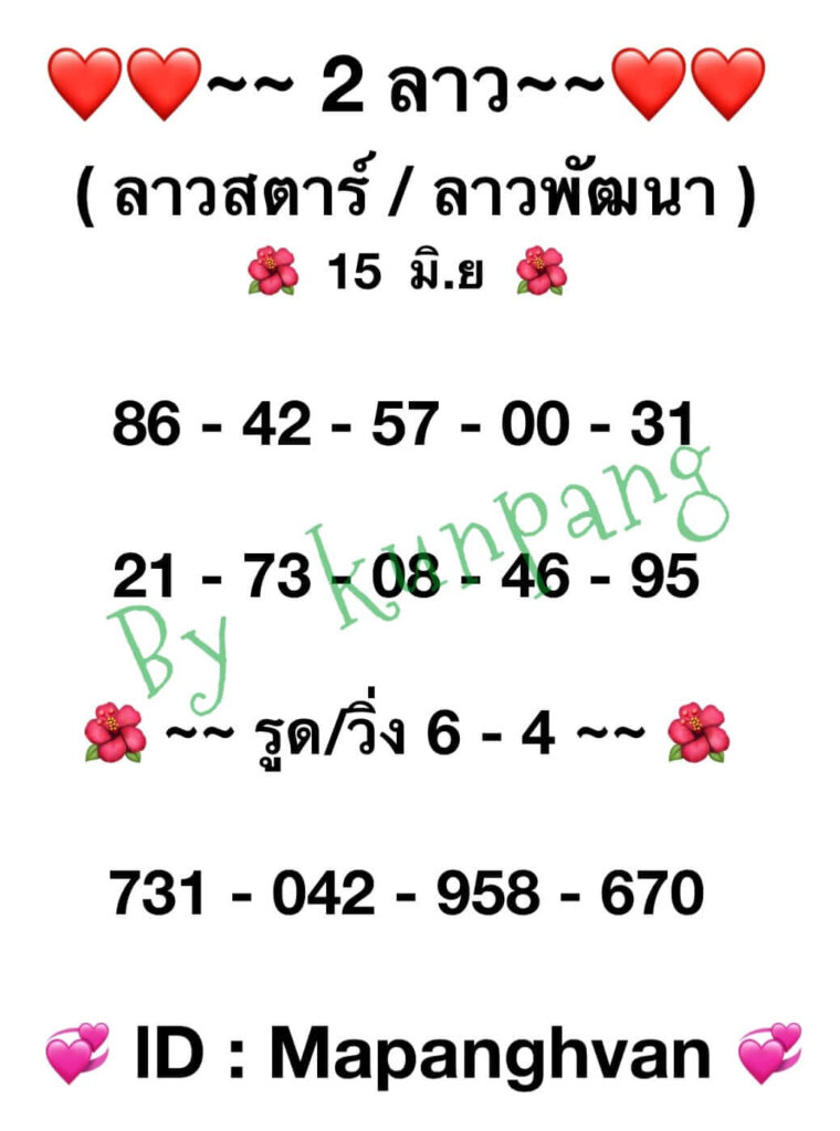 แนวทางหวยลาว 15/6/65 ชุดที่ 1