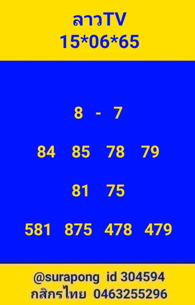 แนวทางหวยลาว 15/6/65 ชุดที่ 20