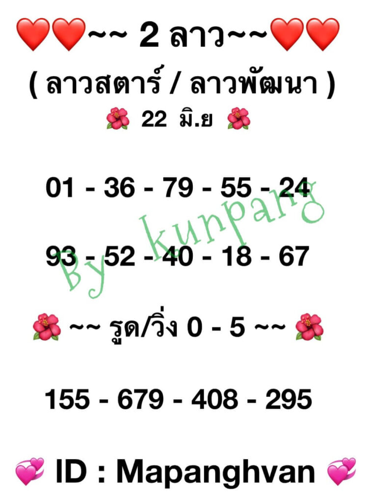 แนวทางหวยลาว 22/6/65 ชุดที่ 1