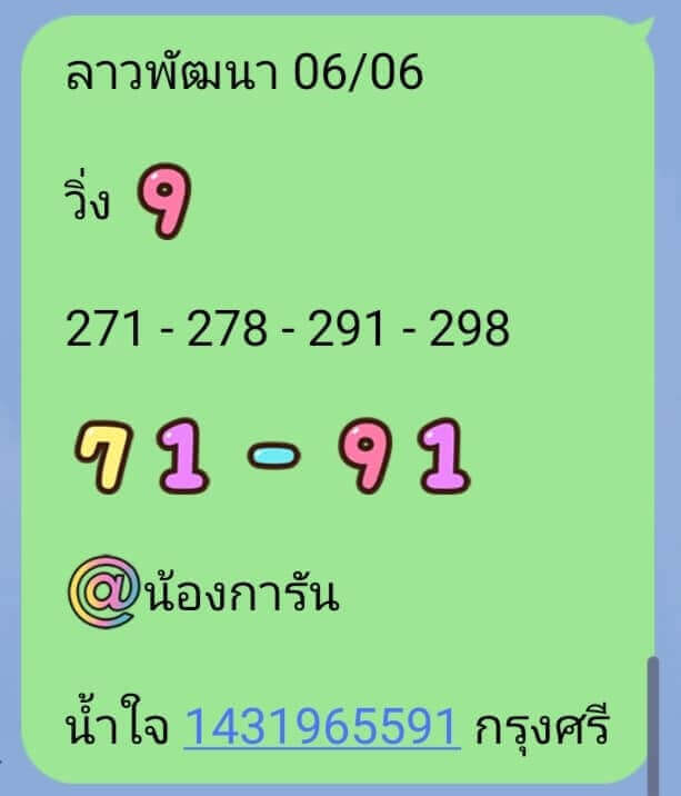 แนวทางหวยลาว 6/6/65 ชุดที่ 3