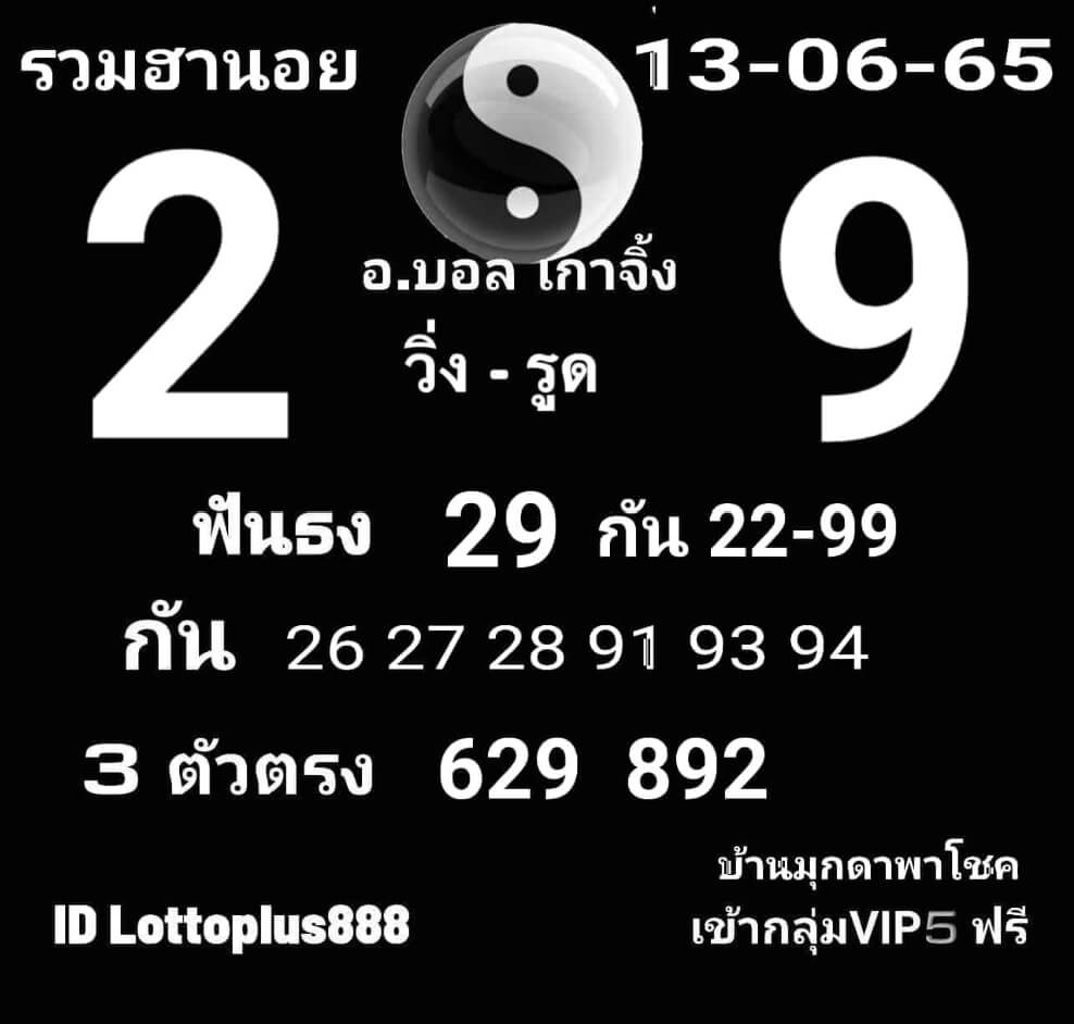 แนวทางหวยฮานอย 13/6/65 ชุดที่ 16