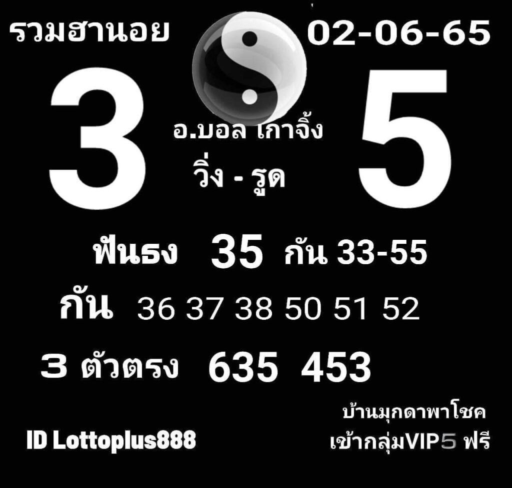 แนวทางหวยฮานอย 2/6/65 ชุดที่ 18