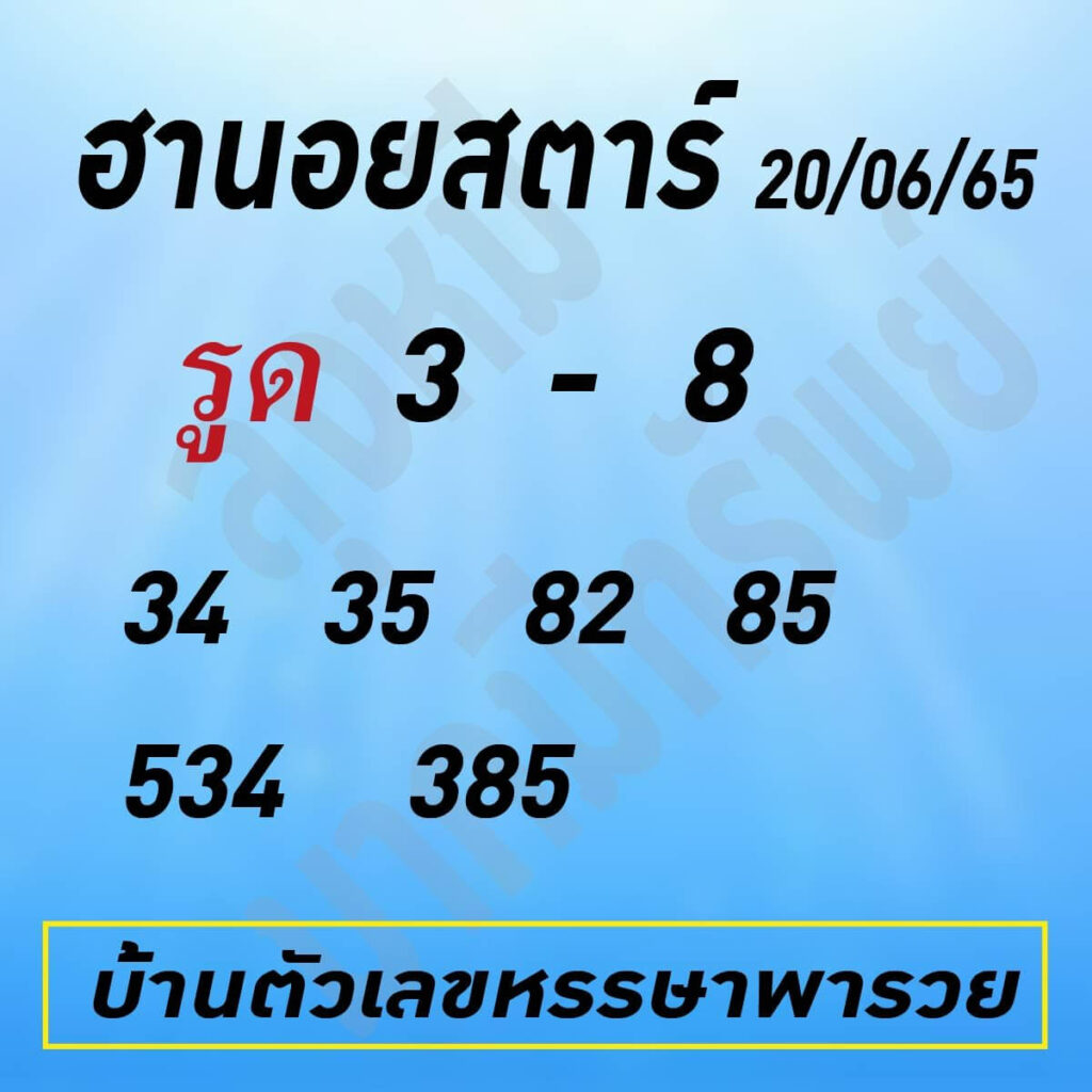 แนวทางหวยฮานอย 20/6/65 ชุดที่ 20