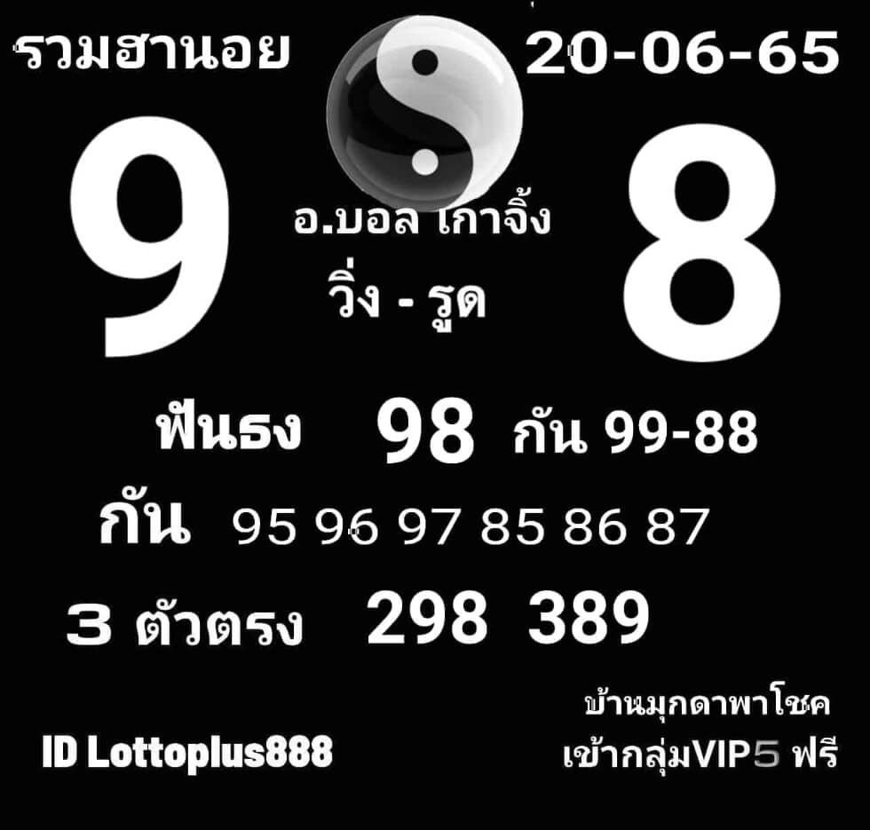 แนวทางหวยฮานอย 20/6/65 ชุดที่ 9