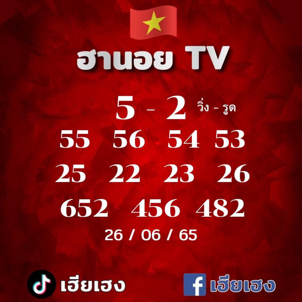 แนวทางหวยฮานอย 26/6/65 ชุดที่ 20