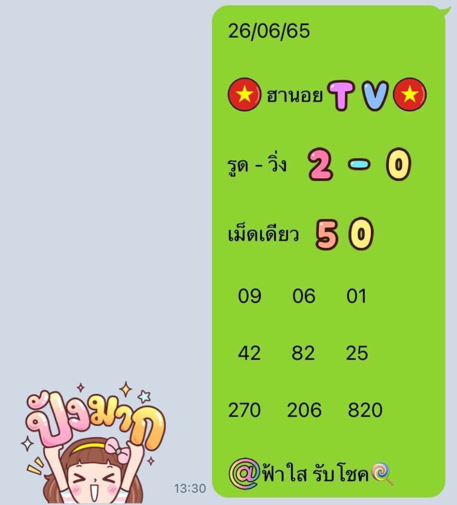 แนวทางหวยฮานอย 26/6/65 ชุดที่ 6