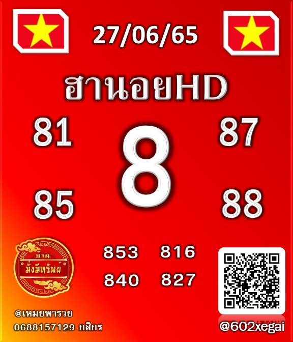 แนวทางหวยฮานอย 27/6/65 ชุดที่ 14