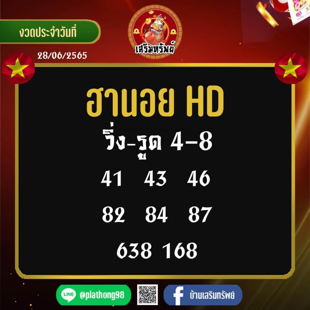 แนวทางหวยฮานอย 28/6/65 ชุดที่ 3