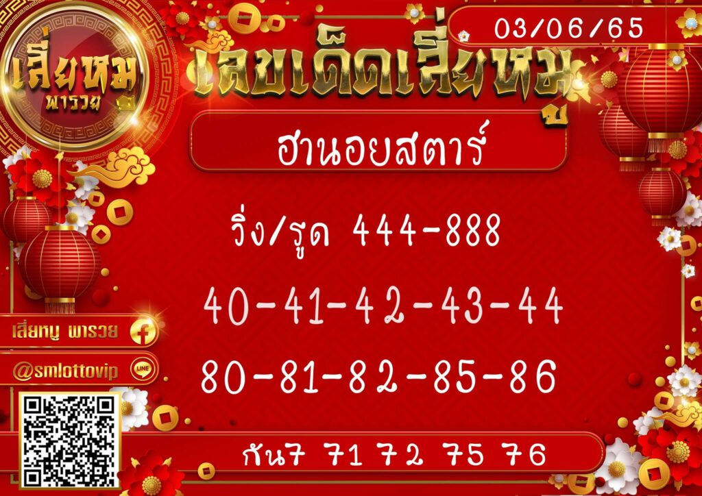 แนวทางหวยฮานอย 3/6/65 ชุดที่ 18