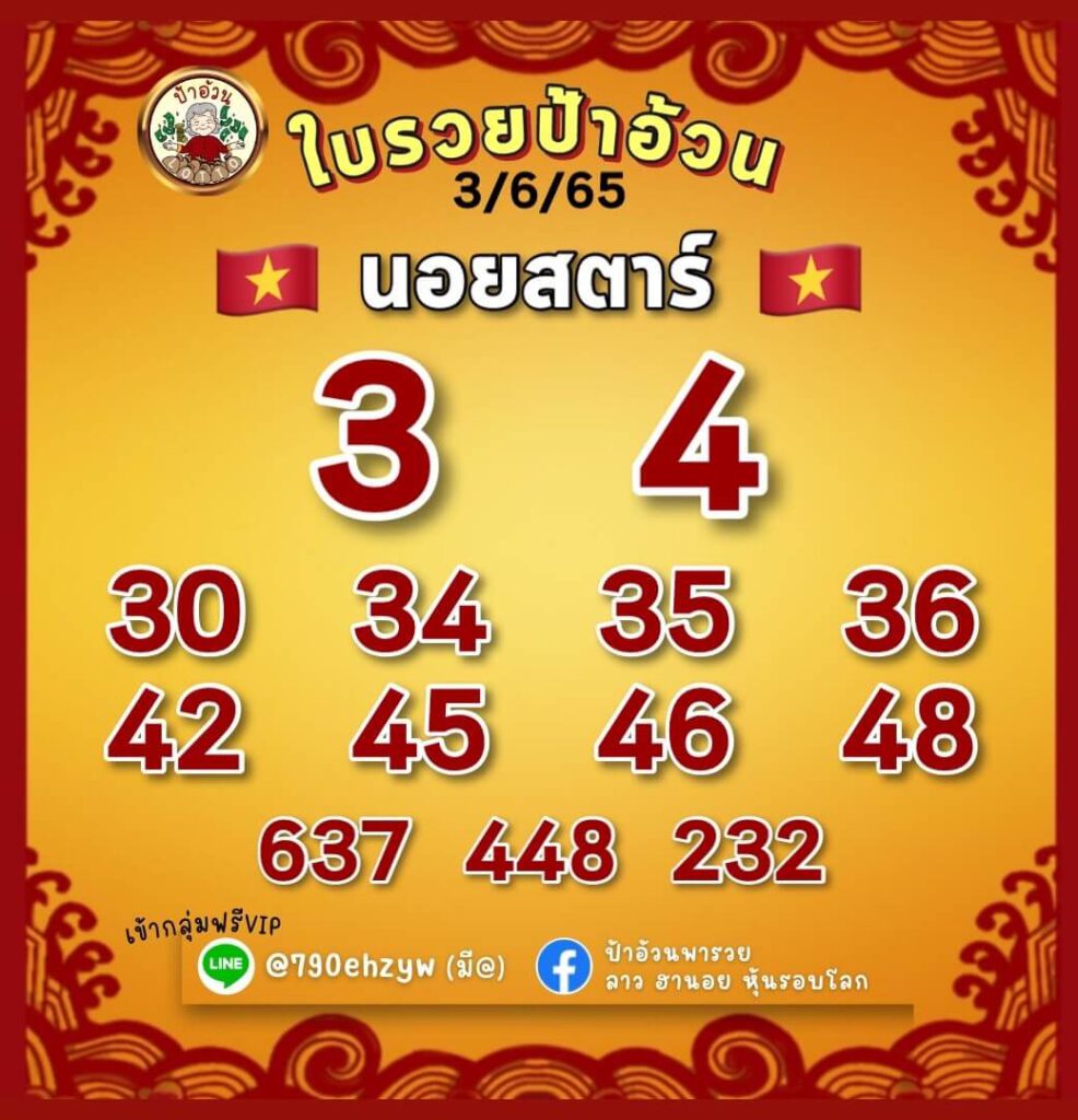 แนวทางหวยฮานอย 3/6/65 ชุดที่ 9