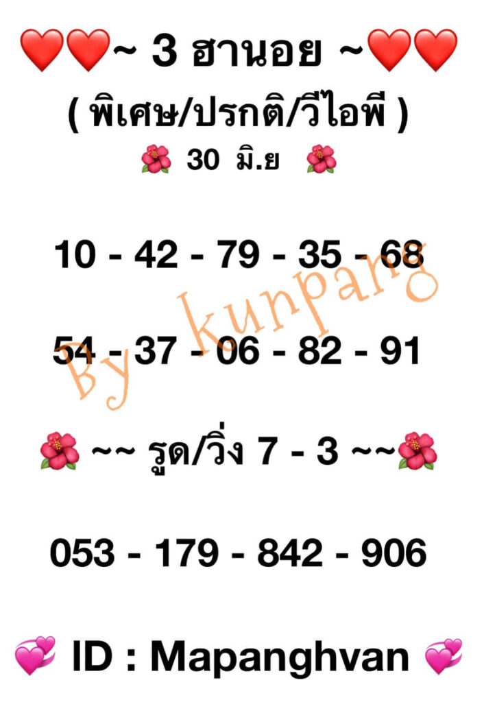 แนวทางหวยฮานอย 30/6/65 ชุดที่ 13