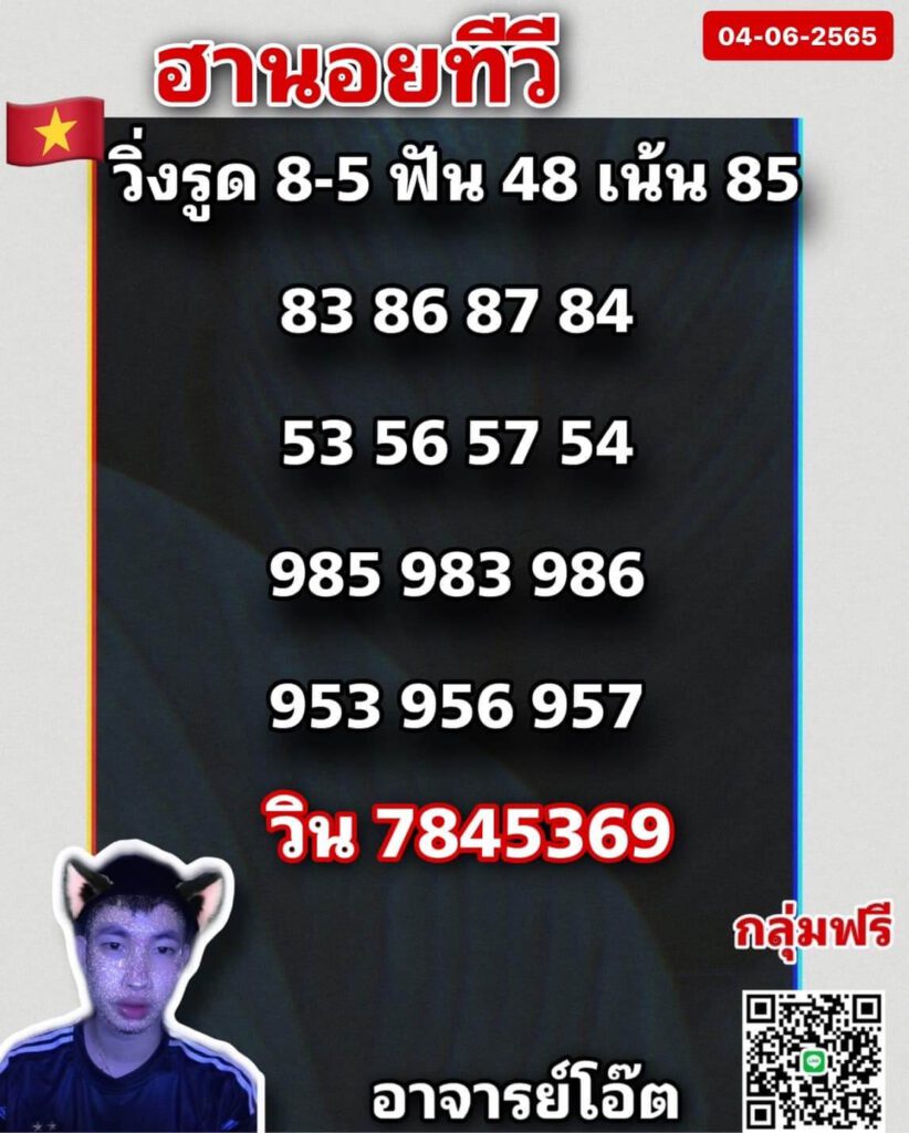 แนวทางหวยฮานอย 4/6/65 ชุดที่ 8