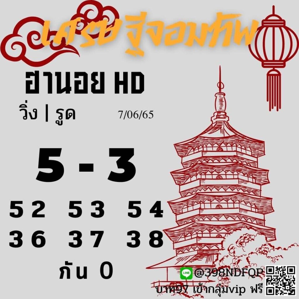 แนวทางหวยฮานอย 7/6/65 ชุดที่ 17