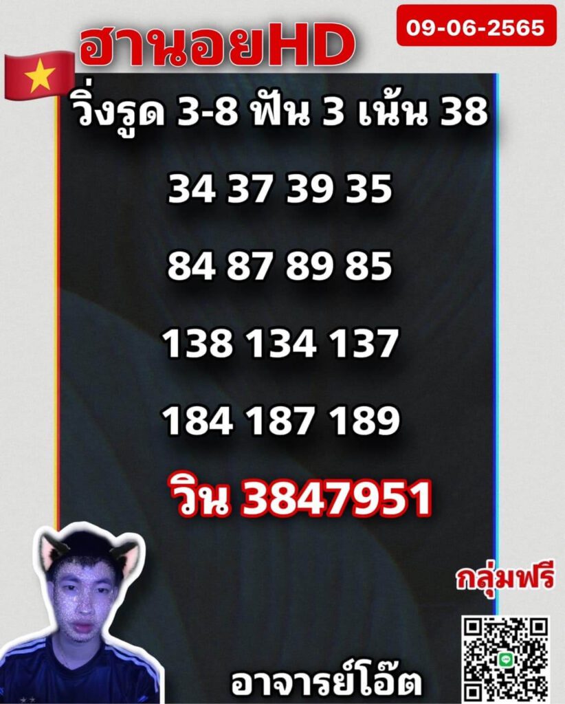 แนวทางหวยฮานอย 9/6/65 ชุดที่ 3