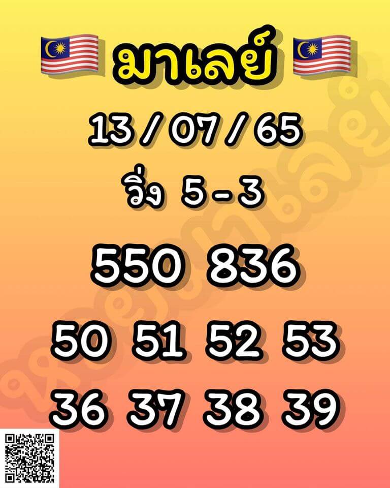 แนวทางหวยมาเลย์ 13/7/65 ชุดที่ 7