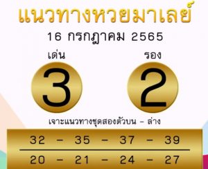 แนวทางหวยมาเลย์ 16/7/65 ชุดที่ 11