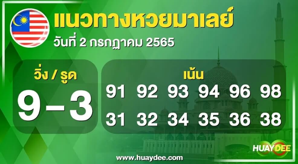 แนวทางหวยมาเลย์ 2/7/65 ชุดที่ 6