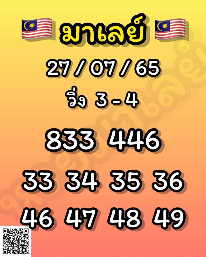 แนวทางหวยมาเลย์ 27/7/65 ชุดที่ 11