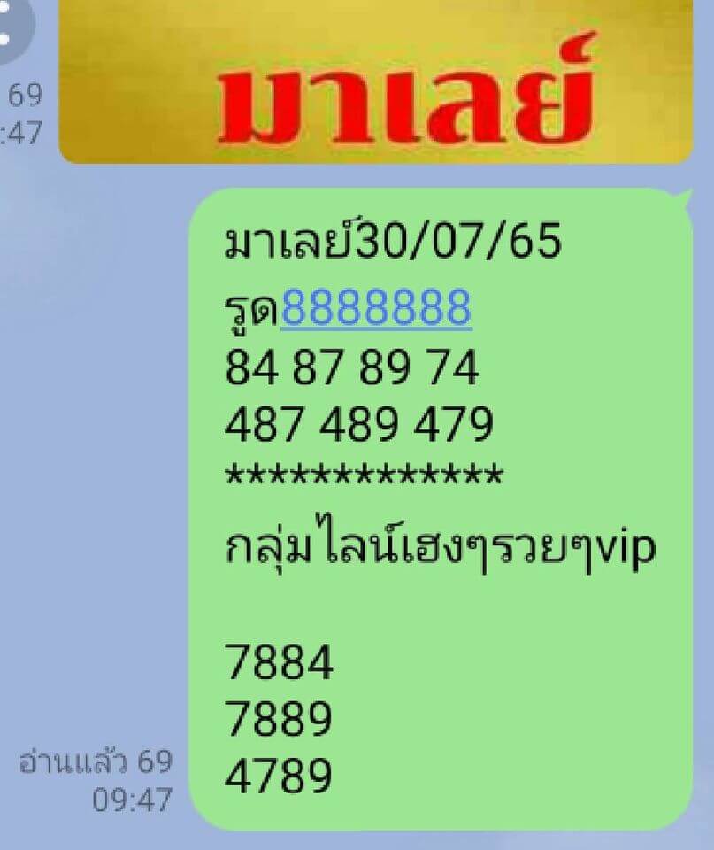 แนวทางหวยมาเลย์ 30/7/65 ชุดที่ 11