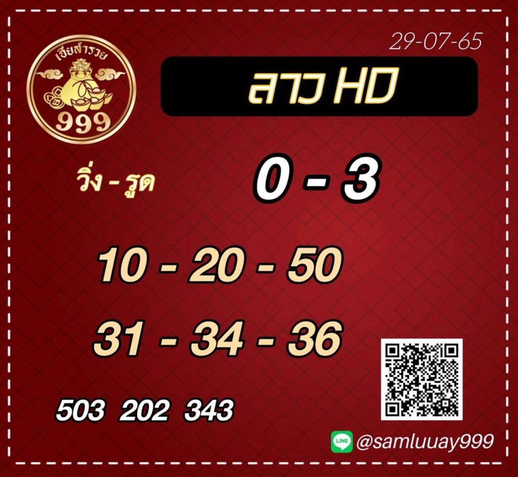 แนวทางหวยลาว 29/7/65 ชุดที่ 2