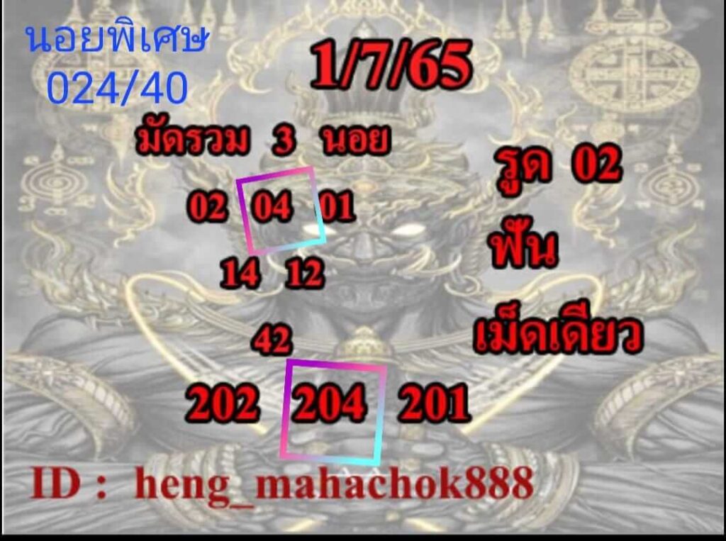 แนวทางหวยฮานอย 1/7/65 ชุดที่ 10