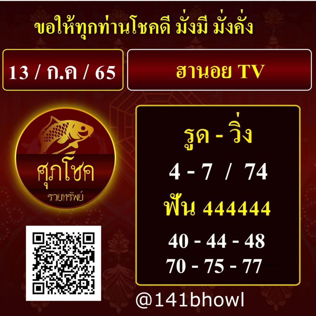 แนวทางหวยฮานอย 13/7/65 ชุดที่ 13