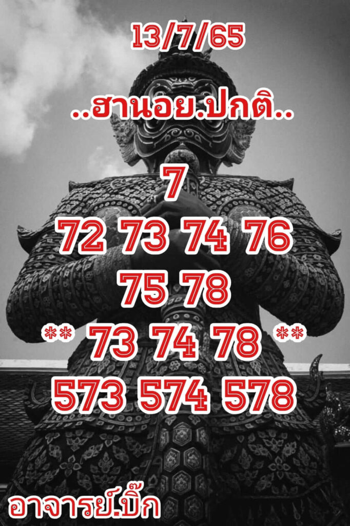 แนวทางหวยฮานอย 13/7/65 ชุดที่ 15