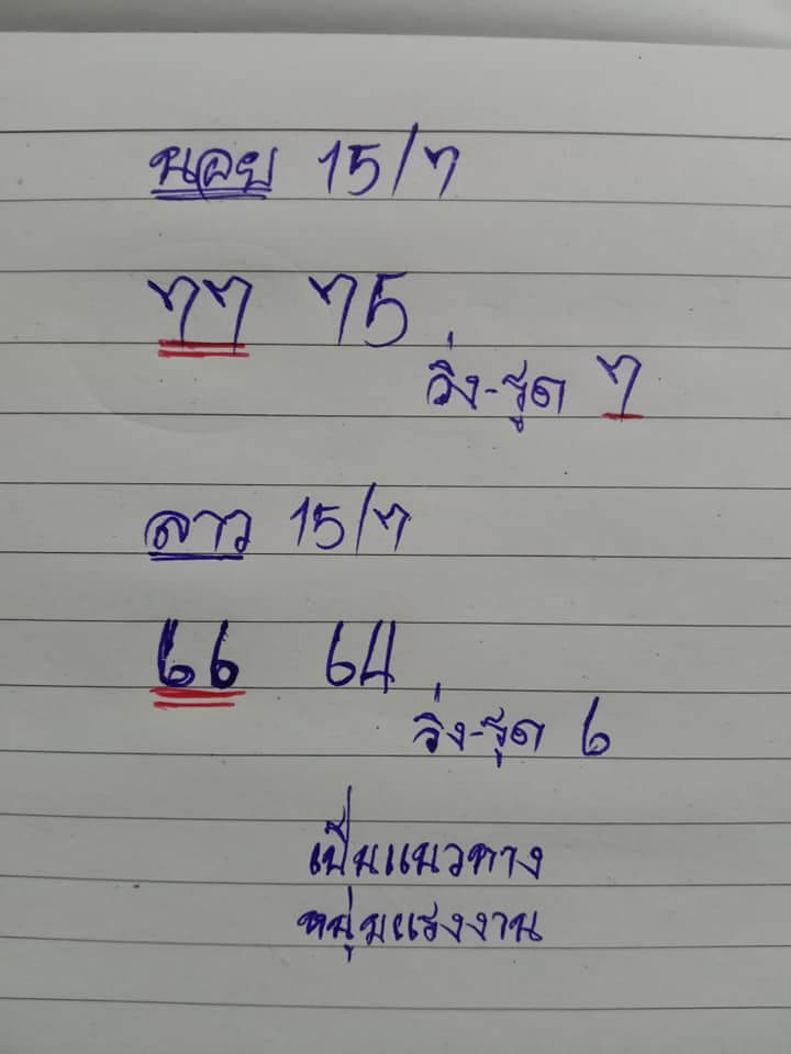 แนวทางหวยฮานอย 15/7/65 ชุดที่ 15