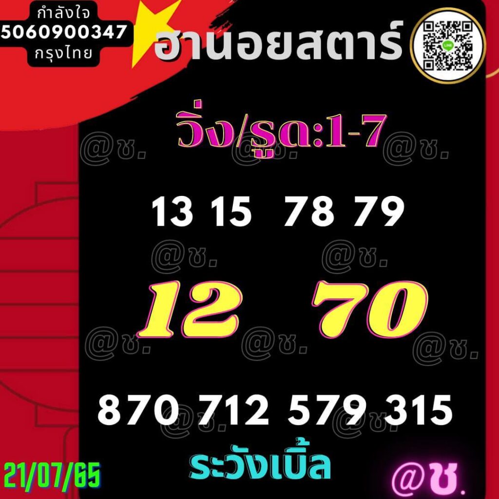 แนวทางหวยฮานอย 21/7/65 ชุดที่ 16