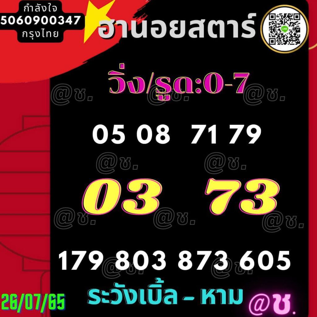 แนวทางหวยฮานอย 26/7/65 ชุดที่ 14