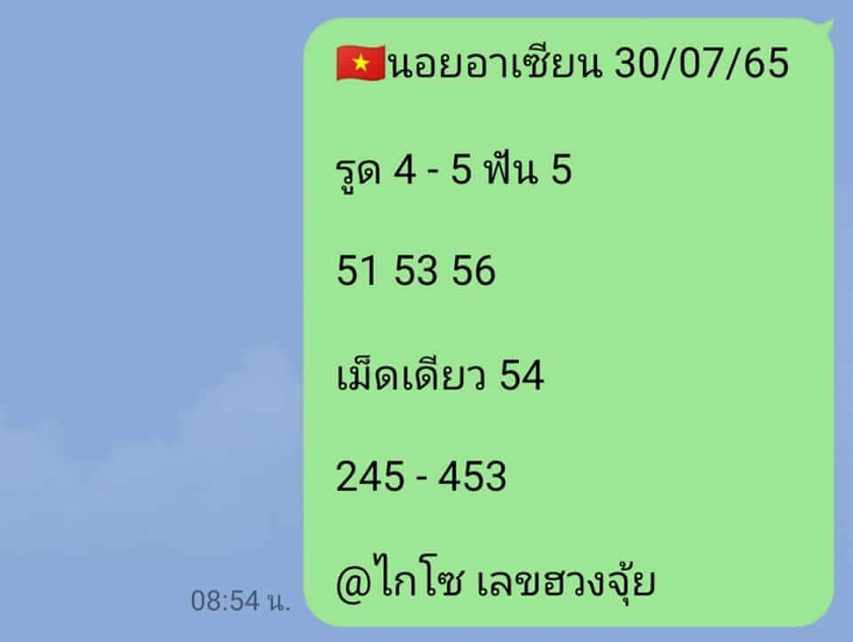 แนวทางหวยฮานอย 30/7/65 ชุดที่ 6