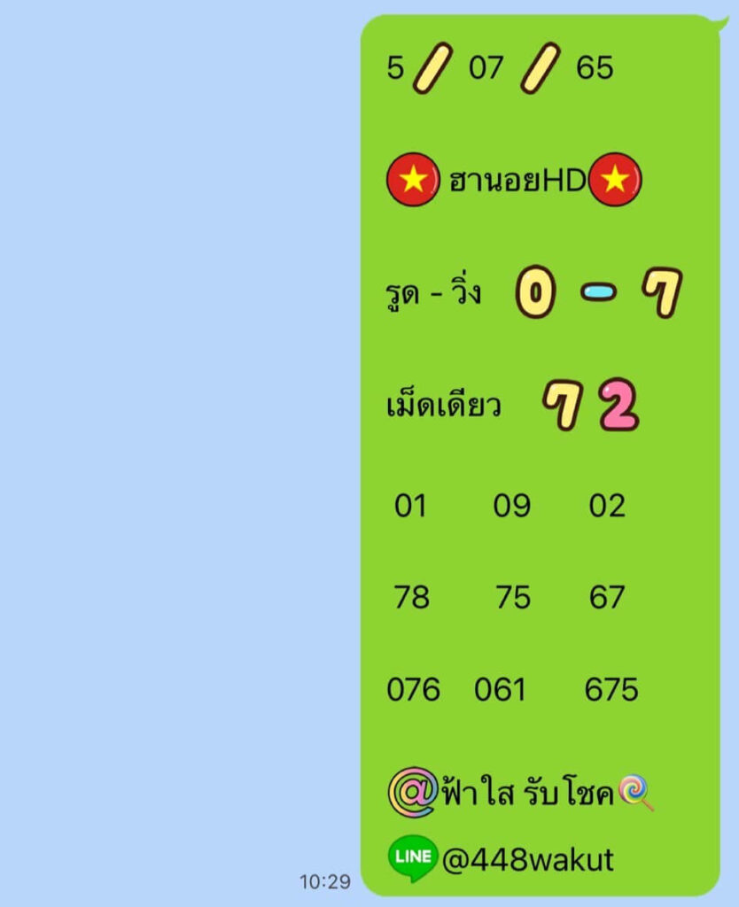 แนวทางหวยฮานอย 5/7/65 ชุดที่ 7