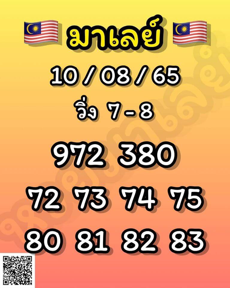 แนวทางหวยมาเลย์ 10/8/65 ชุดที่ 10