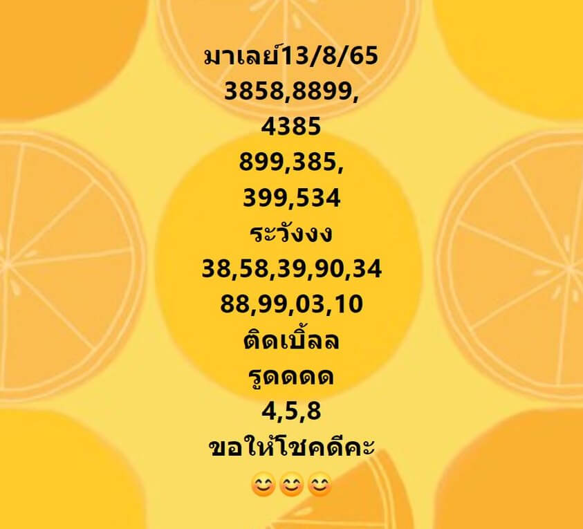 แนวทางหวยมาเลย์ 13/8/65 ชุดที่ 13