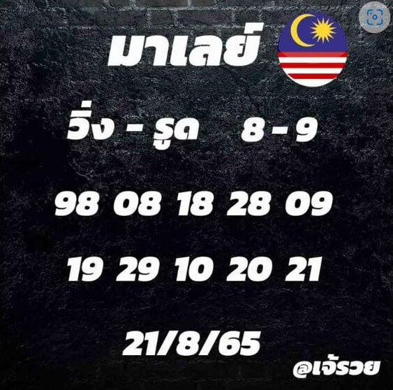 แนวทางหวยมาเลย์ 21/8/65 ชุดที่ 11