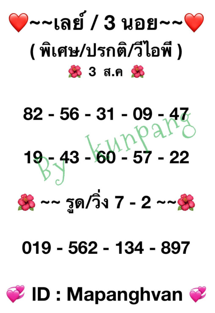 แนวทางหวยมาเลย์ 3/8/65 ชุดที่ 6