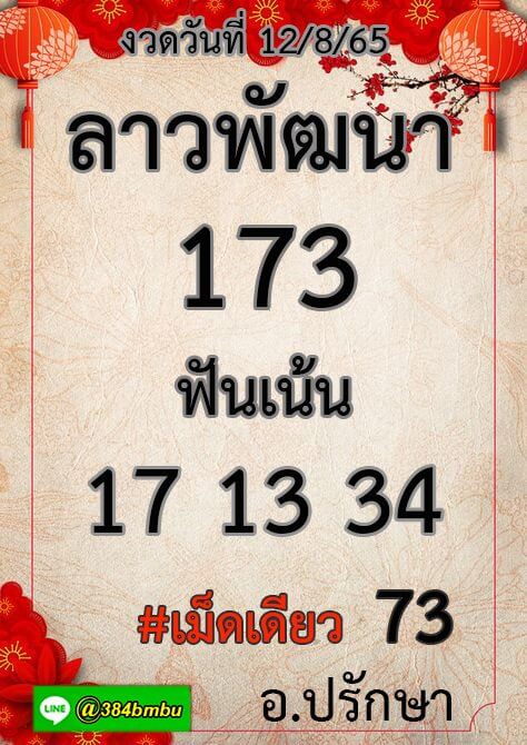 แนวทางหวยลาว 12/8/65 ชุดที่ 18