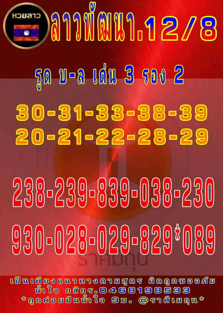 แนวทางหวยลาว 12/8/65 ชุดที่ 8