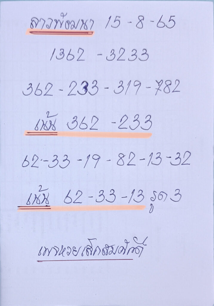 แนวทางหวยลาว 15/8/65 ชุดที่ 1