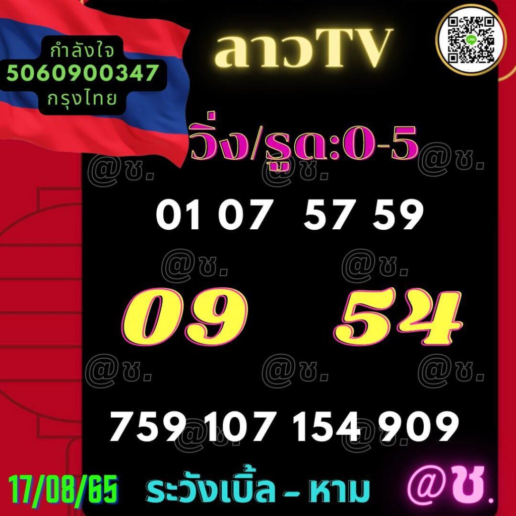 แนวทางหวยลาว 17/8/65 ชุดที่ 14