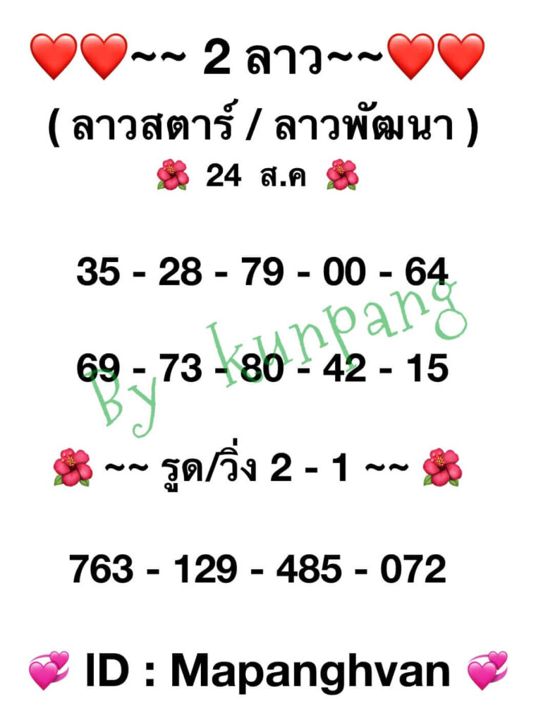 แนวทางหวยลาว 24/8/65 ชุดที่ 16