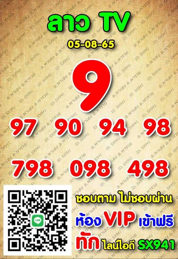 แนวทางหวยลาว 5/8/65 ชุดที่ 4