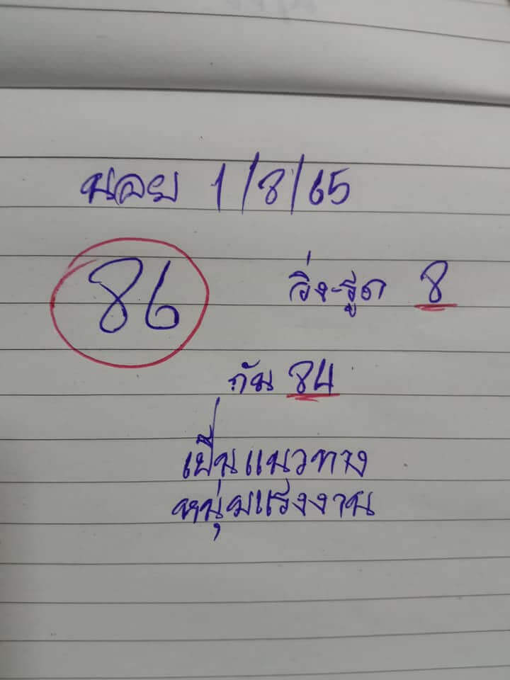 แนวทางหวยฮานอย 1/8/65 ชุดที่ 13