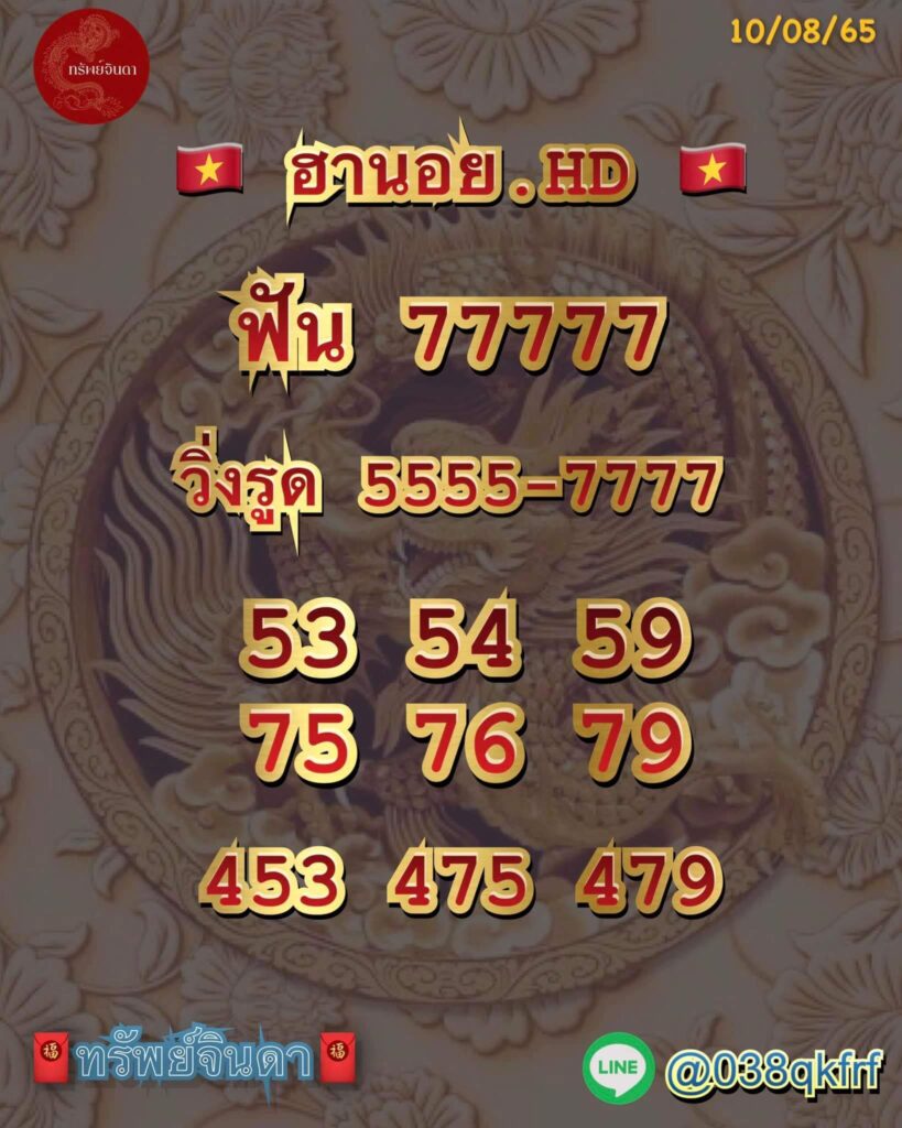 แนวทางหวยฮานอย 10/8/65 ชุดที่ 9