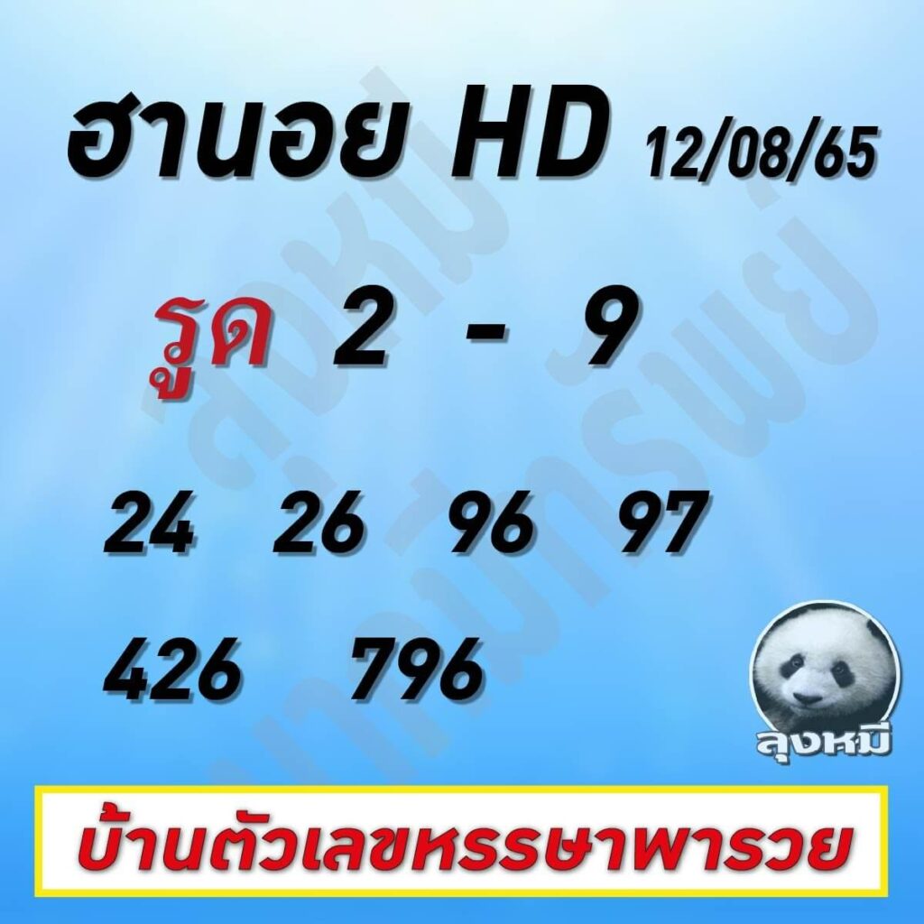 แนวทางหวยฮานอย 12/8/65 ชุดที่ 4