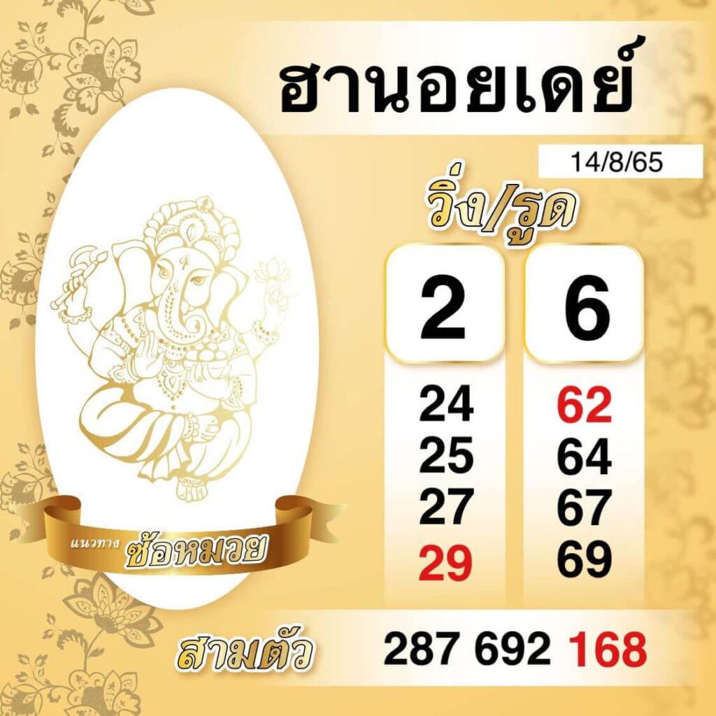 แนวทางหวยฮานอย 14/8/65 ชุดที่ 1